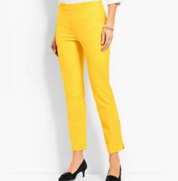 Talbots Pants - Talbots Chatham Ankle Pants Yellow Cropped 4P 4 Petite Daisy Flat Front